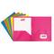 JAM Paper 9.5" x 11.5" Assorted Fashion Colors Plastic 2 Pocket School POP Folders with Clasps, 6ct.